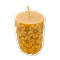 Beeswax candle cylinder daisy 5.5 x 8.5 cm