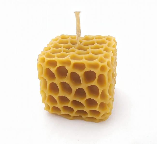 Beeswax candle cube cheese 4.5 x 4.5 cm