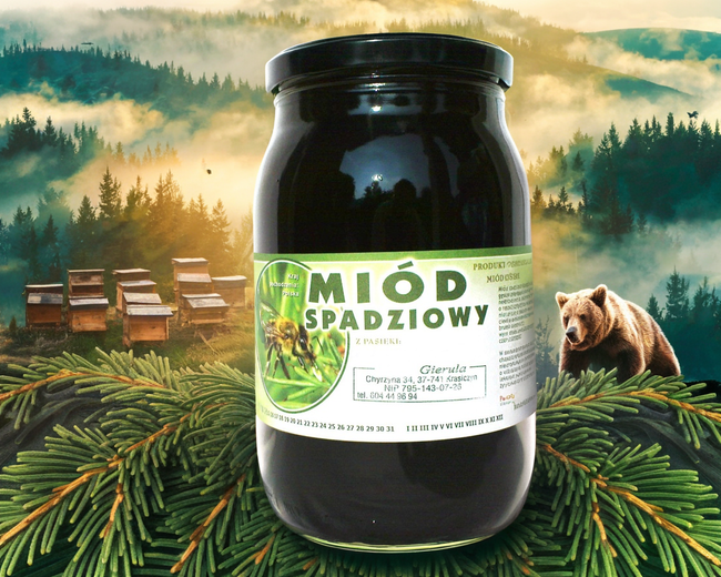 Miód spadziowy iglasty 1,2 kg PREMIUM 100 %