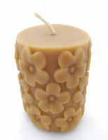 Beeswax candle cylinder daisy 5.5 x 8.5 cm