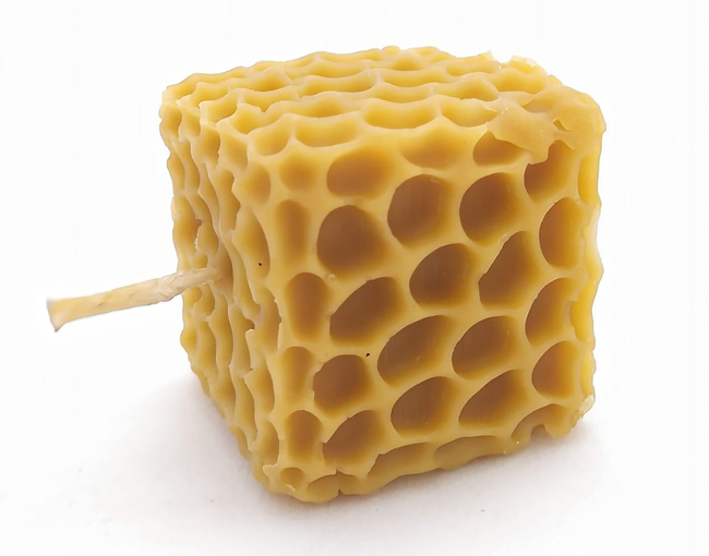 Beeswax candle cube cheese 4.5 x 4.5 cm