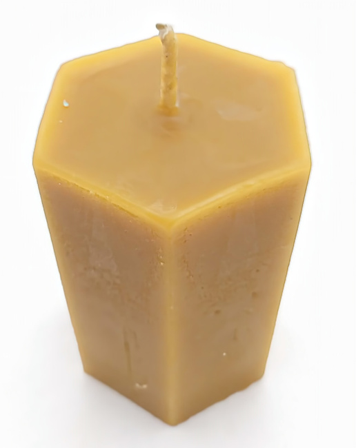 Beeswax hexagonal candle large 5.5 x 5.5 x 8 cm